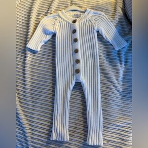 Cozy White Knit Baby One Piece